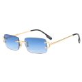 HBK Retro Rimless Sunglasses For Women Men Small Square Gold Frame Brand Design Tea Shades Rectangle UV400 Zonnebril Eyewear. 