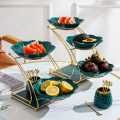 Elegant Multi-Tier Gold Serving Stand with Glass Plates - Perfect for Desserts, Appetizers and Cake Serving Tray. 