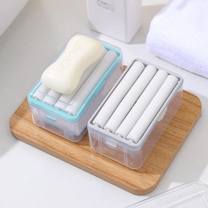 Multifunctional Soap Box,Foam Dispenser with Roller/Drain Holes,Spring Foaming Soap Bar Holder/Container