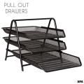3-Tier Letter Tray Organizer – Wire Mesh Paper Tray for Home or Office, Black. 