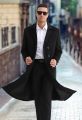 AZROC Men's Luxury Full Length Trench Coat Long Wool Overcoat Winter Windbreaker. 