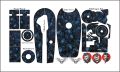 complete 70cc bike chain cover engine and fornt shock sticker. 