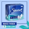 Sincere Breathable Sanitary Pads, Maxi Thick, Extra Long- Value Pack- 8 Pads. 