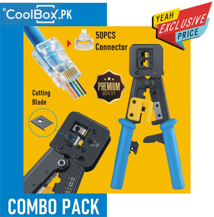 EZ RJ45 Crimp Tool Pass Through Cat5 Cat5e Cat6 Crimping Tool (Combo Pack)