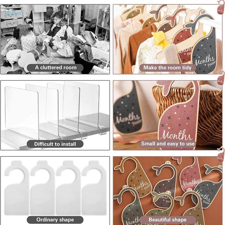7x Infant Wardrobe Divider Label Adorable Nursery Decor Hanger Dividers