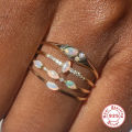 ROXI Fashion Fine Jewelry Rings Luxury Personalized Vintage Gold Plated S925 Sterling Silver SizeNew 925 Jade Opal Gold Ring. 