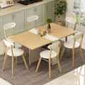 Clever-Space saving folding dining table-, White  Extendable Table with Cabinets, Home Kitchen Furniture Decor Lunch/Computer Desk Storage Rack, 55"L x 31.5"W, Chairs Not Include. 