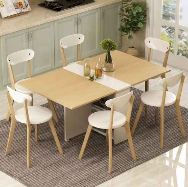 Clever-Space%20saving%20folding%20dining%20table-,%20White%20%20Extendable%20Table%20with%20Cabinets,%20Home%20Kitchen%20Furniture%20Decor%20Lunch/Computer%20Desk%20Storage%20Rack,%2055"L%20x%2031.5"W,%20Chairs%20Not%20Include%20-%20Image%203