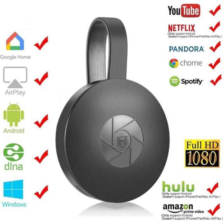HDMI Wireless WiFi Dongle TV Streaming Device Chrome Cast Full HD 1080P Digital Media Stream Video HDTV Mira Cast Full HD 1080P Android TV Stick Black