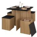 5-Piece Modern Table and Stool Set with Hidden Storage. 