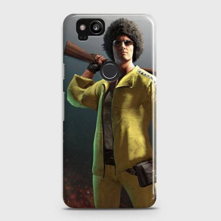 Google Pixel 2 Cover pubg  Man character with Curly Hairstyle Hard Cover- Design 33 Case