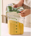 Rice Grain Dispenser Acrylic Storage Jar Moisture-proof Self Sealing Dry Food Container Cup Measuring Display Kitchen Accessories ,Capacity 2L & 1.8L (Assorted Colors). 