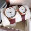 Premium Couple Watches Set - Pack of 2 - High Quality Leather Strap - Analog Quartz - Perfect for Couples. 