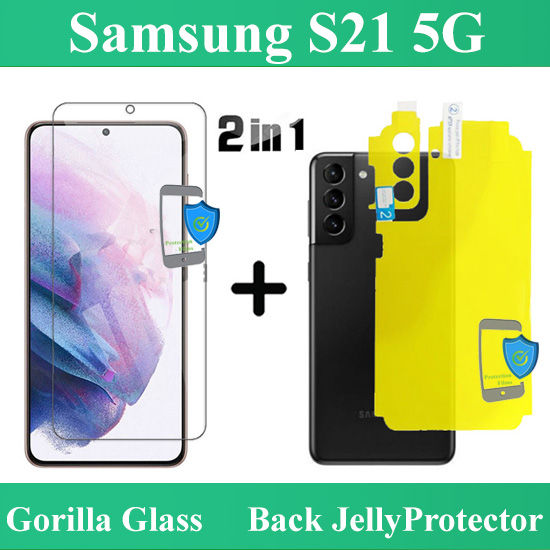 Samsung%20Galaxy%20S21%205G%20Tempered%20Glass%20Screen%20Protector%20Flexible%209H%20Gorilla%20Screen%20Guard%20Unbreakable%20Hammer%20Sheet%20+%20Back%20Jelly%20Protector%20Soft%20Film%20Protection%20TPU%20Hydrogel%20With%20Sides%20Cover%20For%20Galaxy%20S21%205G%20-%20Transparent%20-%20Image%204