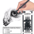 keep Smiling 3pcs Professional Woodless Charcoal Pencil Set. 
