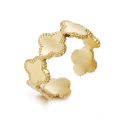 no fade gold jewelry 18k real gold PVD plated chunky gold rings ring stainless steel adjustable Clover ring for women. 