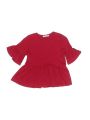 PLAN  COTTON \LAWN  RED COLOR BABY GIRLS FROCK. 