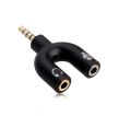 2 pin Aux Handsfree & Mic Connector | Female jack 3.5mm Aux Mic Splitter Converter | 3.5mm Y Shaped Sound Stereo TRRS Audio Splitter | Connector Earphone Jack Adapter 1 Male To 2 Female Stereo Converter For Mobile/PC. 