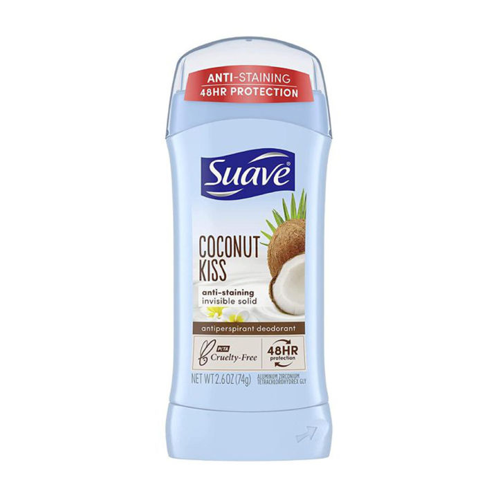 Suave Deodorant Antiperspirant & Deodorant Stick 48-hour Odor and Wetness Protection Coconut Kiss Deodorant for Women 2.6 oz 74g