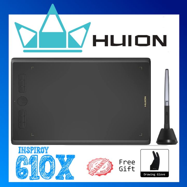 HUION Inspiroy H610X Drawing Tablet 10x6.25 Inch Digital Graphics Tablet Android Supported 8192 Pressure Level with Battery-Free Stylus and 8 Shortcut Keys
