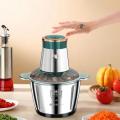 Food Processor, Meat Grinder Mini Chopper 2L Stainless Steel Food Chopper for Meat, Vegetables, Fruits and Nuts, Stainless Steel Bowl. 