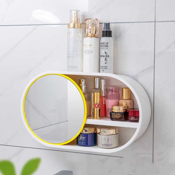 Day2day Mall Wall Mounted Makeup Storage Organizer with Mirror