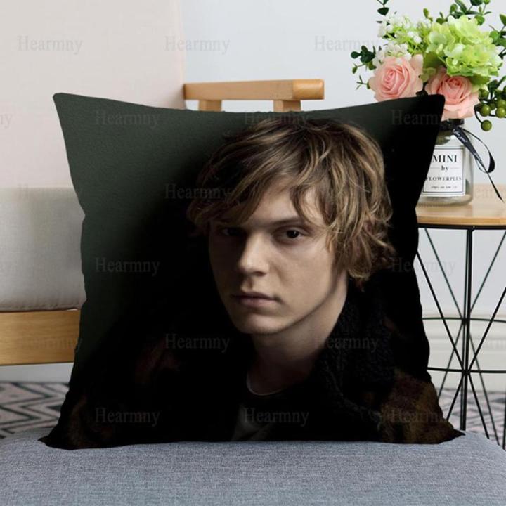 New Evan Peters Pillow Cover Bedroom Home Office Decorative Pillowcase Square Zipper Pillow Cases Satin Fabric Eco-Friendly 0509