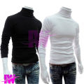 Pack Of 2 Men Boys Premium Nice High Neck Full Sleeve Stretchable Ribbed Cotton & Lycra T-Shirt Tops Sweatshirt Winter Warm Black White Free Size Every Fitter InnerWear. 
