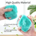 Silicone Bath Body Brush Scrubber with Liquid Soap Gel Shampoo Dispenser| Silicone Grooming Massage Brush| Dry Skin Spa Exfoliating Body Brush| Back Scrubs Bristle Comb Shower Brush| Soft Silicone Sponge Body Scrubber for Adults Kids Babies Pets Cat Dog. 