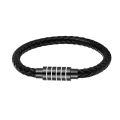 New Cross Border Steel Wire Woven Vintage Leather Bracelet Fashion Stainless Steel Magnetic Clasp Bracelet Men's Jewelry Wholesale. 