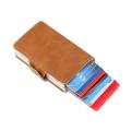 2019 Pu Leather Rfid Blocking Aluminum Credit Card Holder Money Clip Automatic Pop Up Slide Out Front Pocket Wallet Double Aluminum Card Wallets Black. 
