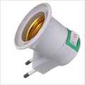1PC LED Light Holder Bulb Adapter Converter Socket EU Plug PBT PP To E27 ON/OFF White Lamp Base. 