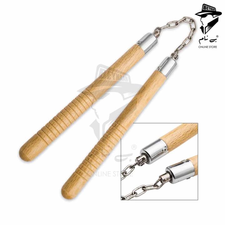 NATURAL WOODEN NUNCHAKU WITH BALL BEARING CHAIN BY BEYNAAM ONLINE STORE