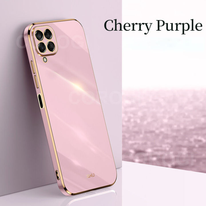 For Samsung Galaxy M33 5G Back Cover Luxury 6D Plating Square Frame Shiny Case Camera Lens Protection Soft Silicone Mobile Phone Cases