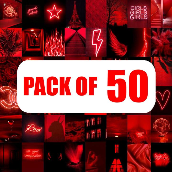 Customize 50 RED Wall Aesthetic Pictures, Decor for Girls, Wall Collage Kit, Collage Kit for Wall Aesthetic, VSCO Girls Bedroom Decor, Aesthetic Posters, Collage Kit