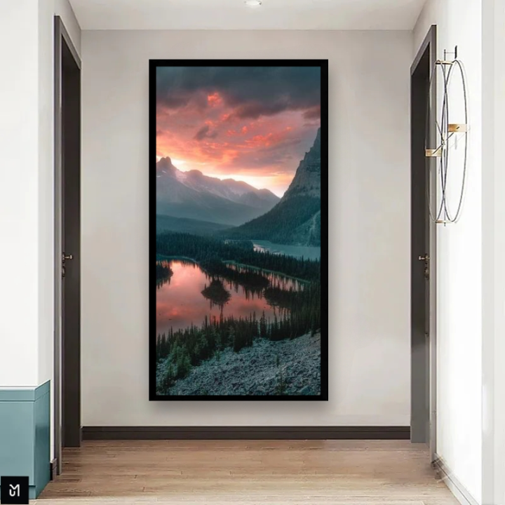 Aesthetic mountains scenery wall frame for living room