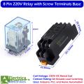 8Pin or 14Pin 12V DC / 220V AC Coil Power Relay with Screw Terminal Base, LY2 & LY4 General Purpose Relay by Electrica. 