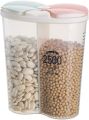 Partition Jar 2-Compartment Airtight Food Storage Container with Lid 2.5L Clear Plastic Canisters Kitchen Pantry Organization Storage Containers For Flour Sugar Cereal Pasta Noodles Beans. 