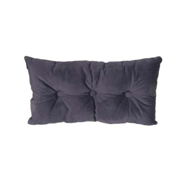 Grey Suede  Embellished Breakfast Cushion With Filling Size 22x12 Inch
