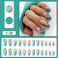 Reusable prosthetic finger artificial wear repressable nail art long round ballerina 24P detachable head nail full coverage nail finish. 