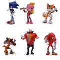 6pcs/Set Cartoon Moives Sonic The Hedgehog Figure Supersonic Dolls Ornaments PVC Anime Action Figure Toys For Halloween Kids. 