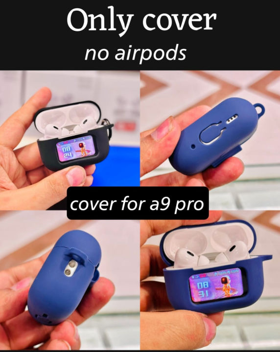 Case Cover for airpods pro with touchscreen Silicone soft 360 protection case for A9 Pro Max - touchscreen airpods pro with metal hanging clip