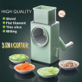 3-in-1 Manual Drum Vegetable Cutter & Slicer – Multifunctional Rotatory Cheese Grater, Shredder, Peeler ,salad maker & Chopper for Vegetables, Fruits, Nuts – Handheld Tabletop Kitchen Gadget (Kaddu Kash Machine)". 