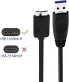 High Speed USB 3.0 Cable A to Micro B for Portable External Hard Drives. 