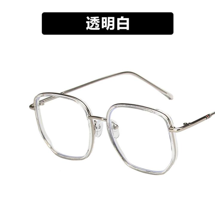Irregular large-frame glasses frame retro myopia female round face anti-blue light plain face Korean version of the tide flat mirror