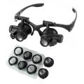 10X 15X 20X 25X Double Eye Loupe Head Wearing Magnifier Eye Glasses Loupes with LED Light Headband Jeweler Watch Repair Loupe. 