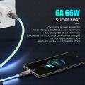 Flow Luminous Lighting USB Type C Cable 6A 66W For Huawei P50 Honor 5A Fast Charging USB C Charger Data Cable for Xiaomi Samsung. 