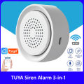 Tuya Smart Siren Alarm Sensor with Temperature & Humidity | WiFi & ZigBee Versions | Sound + Light Alarm | Smart Life App | USB Powered | Push Notification | Smart Home Security. 