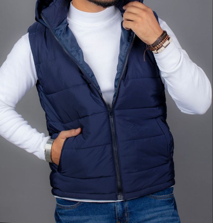 Indigo Blue Quilted Puffer Gilet