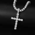 Men Women Hip Hop Cross Pendant Necklace With 4mm Zircon Tennis Chain Iced Out Exquisite Bling Jewelry Fashion Trendy Creative. 